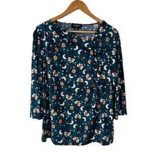 Liz Claiborne Petite XXL Floral Liquid Knit 3/4 Sleeve Blouse